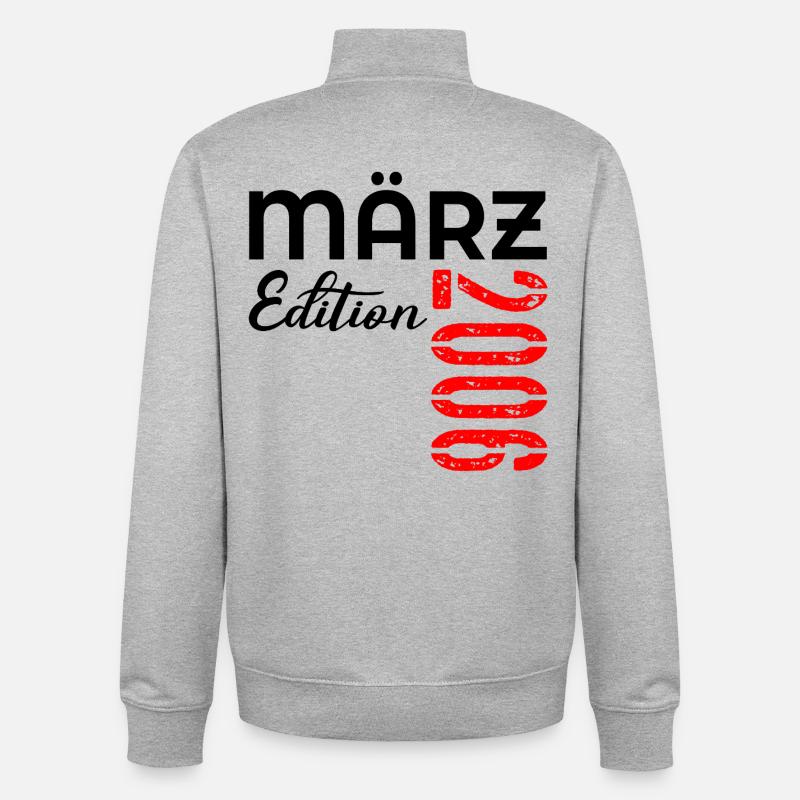 21e anniversaire mars 2006 - Sweat zippé unisexe en coton bio Stanley/Stella - gris chiné