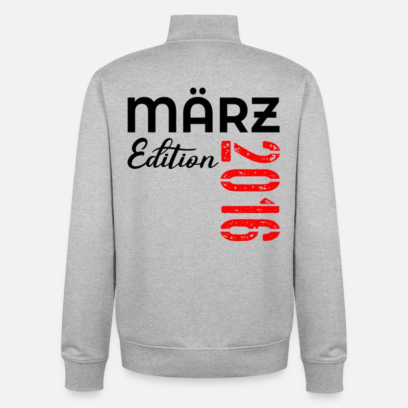11e anniversaire mars 2016 - Sweat zippé unisexe en coton bio Stanley/Stella - gris chiné
