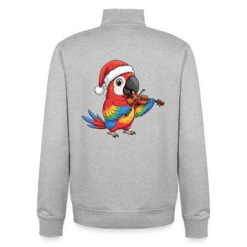 Weihnachtspapageienvogel spielt Geigenkunst - Unisex Organic Zip Sweatshirt von Stanley/Stella - Grau meliert - Hinten - AI Model Male 185 light (185cm)
