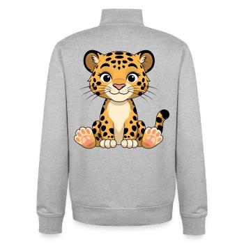 Leopard Kitten Cartoon Print - Unisex Organic Zip Sweatshirt by Stanley/Stella - heather grey - Back - AI Model Male 185 light (185cm)