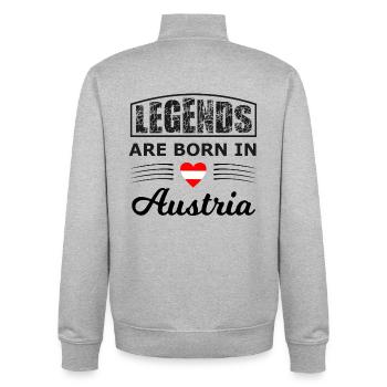Légendes nées en Autriche - Sweat zippé unisexe en coton bio Stanley/Stella - gris chiné - Dos - AI Model Male 185 light (185cm)