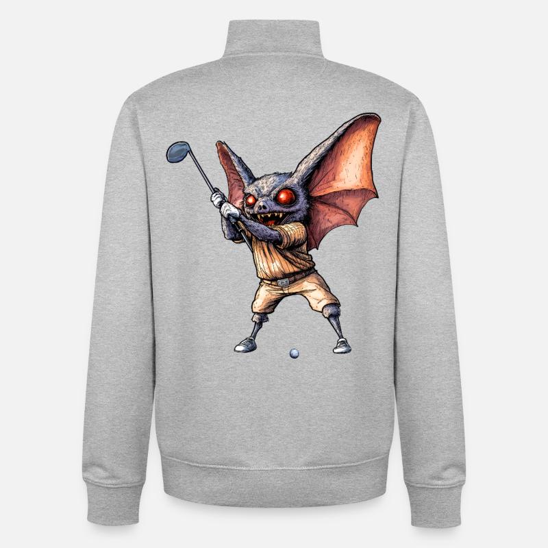 Bats Golf / Golfer Bat - Unisex Organic Zip Sweatshirt by Stanley/Stella - heather grey