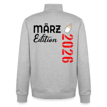 Baby März 2026 - Unisex Organic Zip Sweatshirt von Stanley/Stella - Grau meliert - Hinten - AI Model Male 185 light (185cm)