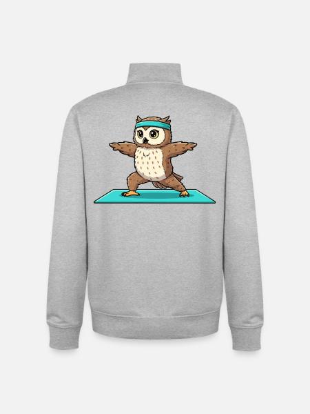 Yoga-Eulenvogel macht Kriegerposen-Kunst - Unisex Organic Zip Sweatshirt von Stanley/Stella - Grau meliert