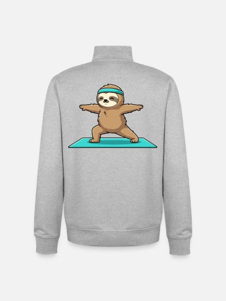 Yoga Faultier-Tier macht Krieger-Pose - Unisex Organic Zip Sweatshirt von Stanley/Stella - Grau meliert
