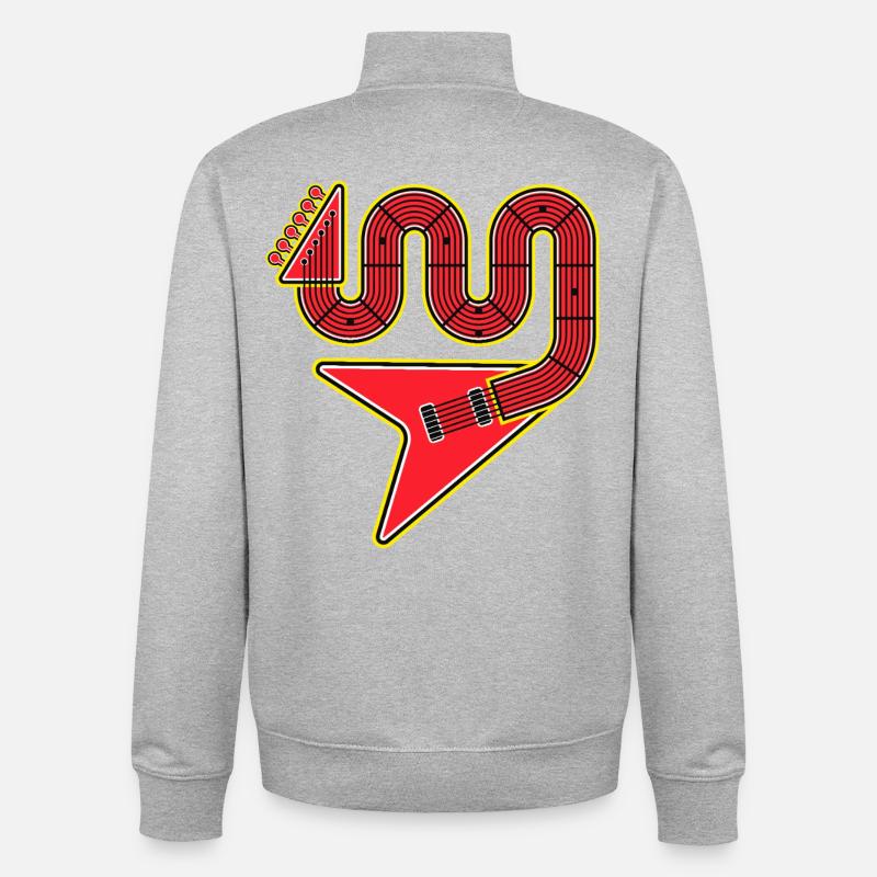Rote Abstract Shape E-Gitarre - Unisex Organic Zip Sweatshirt von Stanley/Stella - Grau meliert