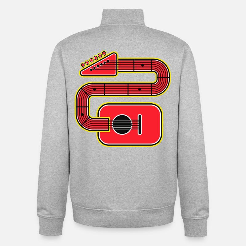 Guitare à forme abstraite rouge - Sweat zippé unisexe en coton bio Stanley/Stella - gris chiné