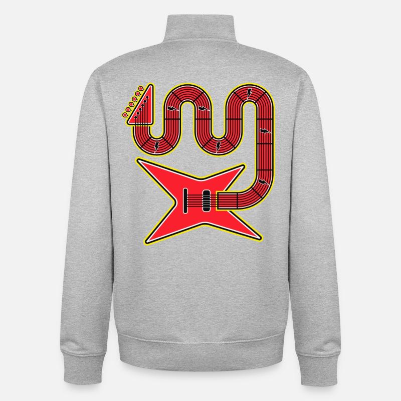 Rote Abstract Shape E-Gitarre - Unisex Organic Zip Sweatshirt von Stanley/Stella - Grau meliert