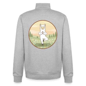 Yoga Llama Alpaca macht Baumpose - Unisex Organic Zip Sweatshirt von Stanley/Stella - Grau meliert - Hinten - AI Model Male 185 light (185cm)