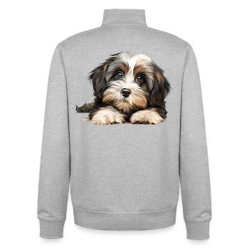 Chien havanais - Sweat zippé unisexe en coton bio Stanley/Stella - gris chiné - Dos - AI Model Male 185 light (185cm)