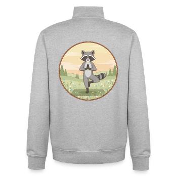 Yoga-Waschbär-Tier macht Baumpose - Unisex Organic Zip Sweatshirt von Stanley/Stella - Grau meliert - Hinten - AI Model Male 185 light (185cm)