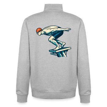 Schwimmer am Startblock Wettkampf Motiv - Unisex Organic Zip Sweatshirt von Stanley/Stella - Grau meliert - Hinten - AI Model Male 185 light (185cm)