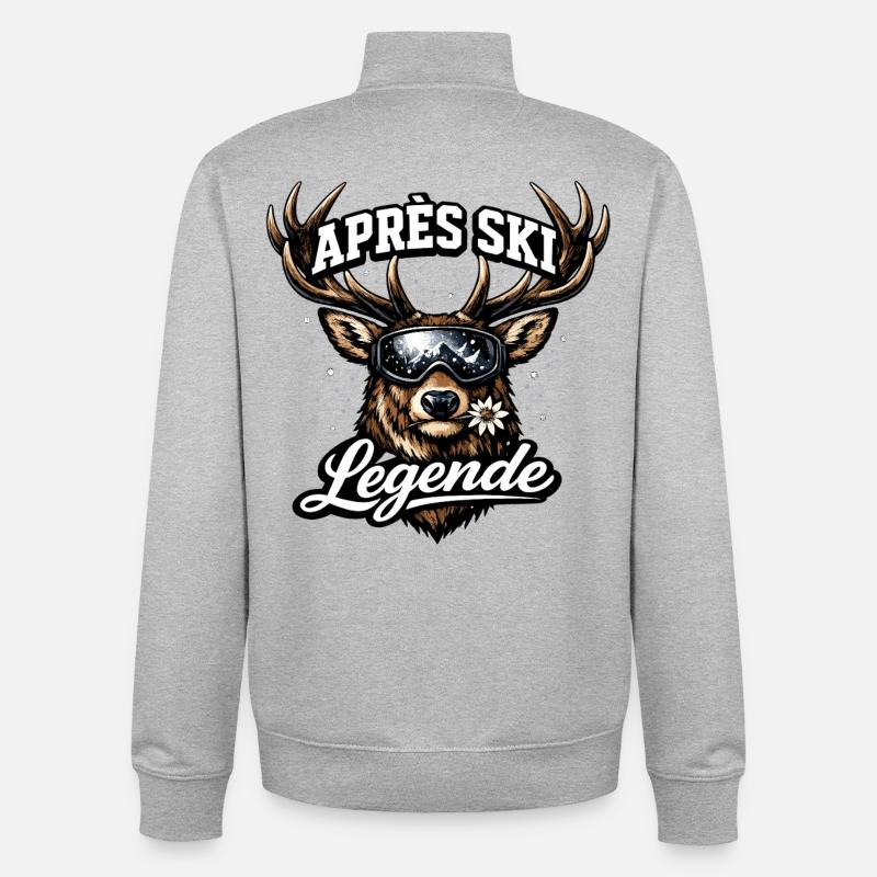 Après Ski Legend Piste Deer Gift - Sweat zippé unisexe en coton bio Stanley/Stella - gris chiné