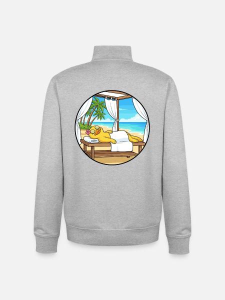 Beach Spa Duck Bird Relaxing Art - Unisex Organic Zip Sweatshirt by Stanley/Stella - heather grey