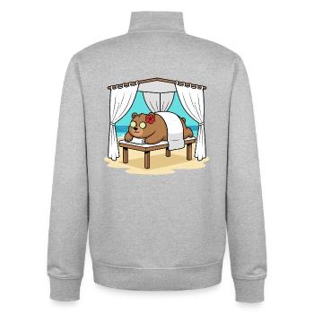 Strandspa, Bärentier, entspannende Kunst - Unisex Organic Zip Sweatshirt von Stanley/Stella - Grau meliert - Hinten - AI Model Male 185 light (185cm)