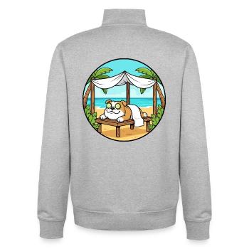 Beach Spa Bulldog Hund Entspannungskunst - Unisex Organic Zip Sweatshirt von Stanley/Stella - Grau meliert - Hinten - AI Model Male 185 light (185cm)