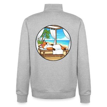 Strand-Spa Fuchs-Tier-Entspannungskunst - Unisex Organic Zip Sweatshirt von Stanley/Stella - Grau meliert - Hinten - AI Model Male 185 light (185cm)