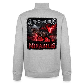 Spinosaurus Mirabilis – Dino with Thunder and Lightning - Unisex Organic Zip Sweatshirt by Stanley/Stella - heather grey - Back - AI Model Male 185 light (185cm)