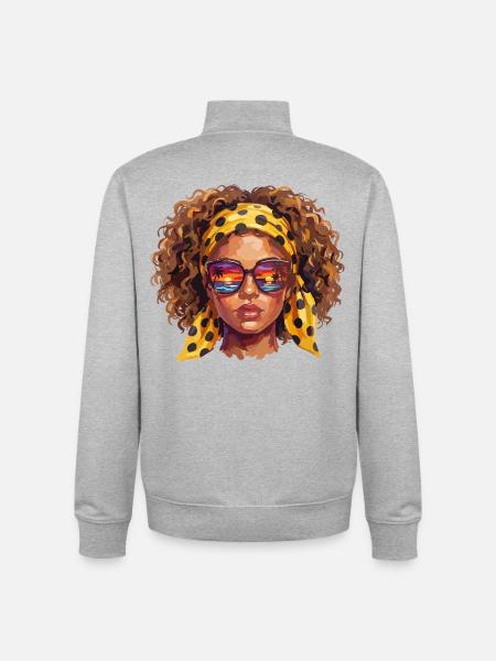 Frau mit Sonnenbrille  - Unisex Organic Zip Sweatshirt von Stanley/Stella - Grau meliert