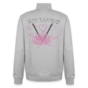 Knit Happens Chaos Yarn Shirt/Hoodie - Unisex Organic Zip Sweatshirt von Stanley/Stella - Grau meliert - Hinten - AI Model Male 185 light (185cm)