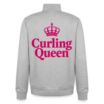 Curling Queen - Die Königin auf dem Eis - Unisex Organic Zip Sweatshirt von Stanley/Stella - Grau meliert - Hinten - AI Model Male 185 light (185cm)