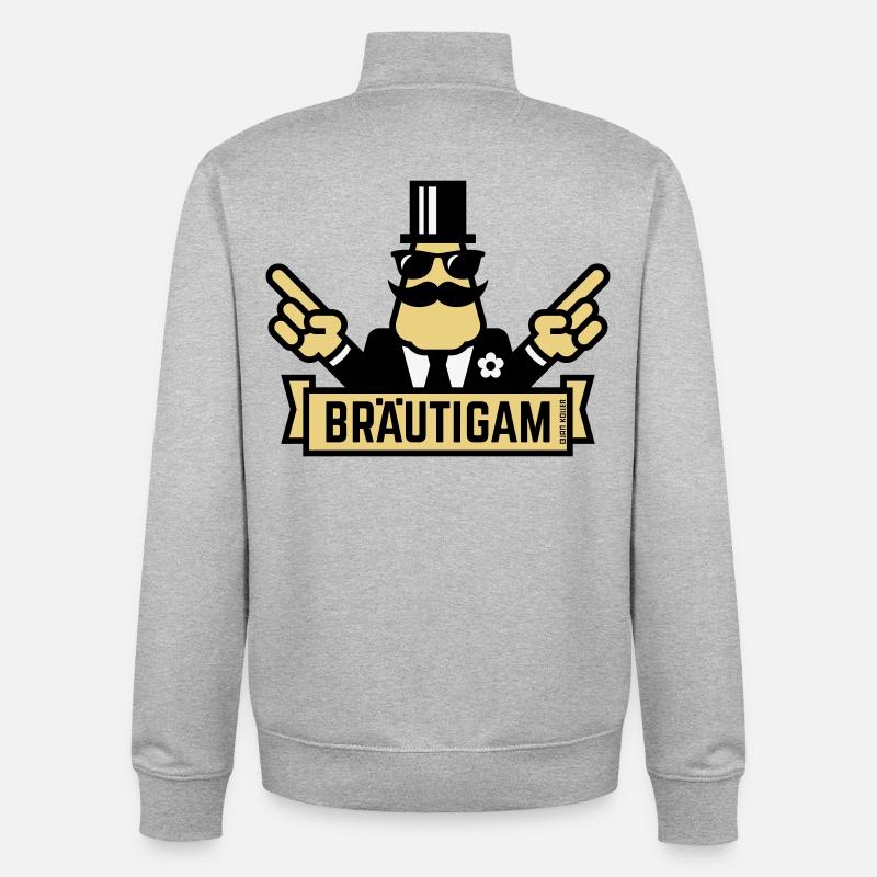 Bräutigam Handzeichen (Polterabend / JGA / 3C) - Unisex Organic Zip Sweatshirt von Stanley/Stella - Grau meliert