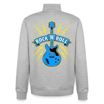 Guitare Rock 'n' Roll - Sweat zippé unisexe en coton bio Stanley/Stella - gris chiné - Dos - AI Model Male 185 light (185cm)