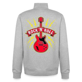 Guitare Rock 'n' Roll - Sweat zippé unisexe en coton bio Stanley/Stella - gris chiné - Dos - AI Model Male 185 light (185cm)