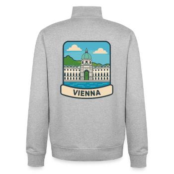Wiener Austria Hofburg Palac Retro-Reiseabzeichen - Unisex Organic Zip Sweatshirt von Stanley/Stella - Grau meliert - Hinten - AI Model Male 185 light (185cm)