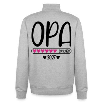 Opa 2027 loading Herzchen Ladebalken - Unisex Organic Zip Sweatshirt von Stanley/Stella - Grau meliert - Hinten - AI Model Male 185 light (185cm)
