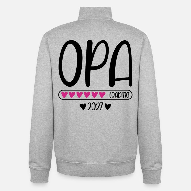 Grandpa 2027 loading heart loading bar - Unisex Organic Zip Sweatshirt by Stanley/Stella - heather grey