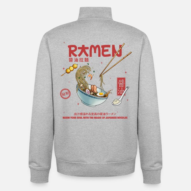 Ramen  - Sweat zippé unisexe en coton bio Stanley/Stella - gris chiné