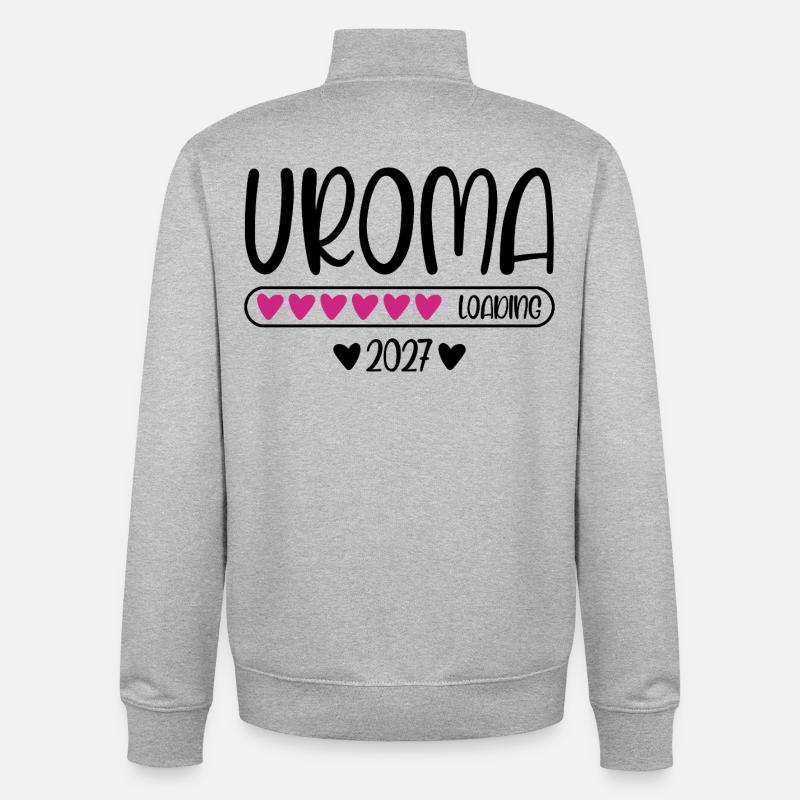 Uroma 2027 loading mit Herzchen Ladebalken - Unisex Organic Zip Sweatshirt von Stanley/Stella - Grau meliert