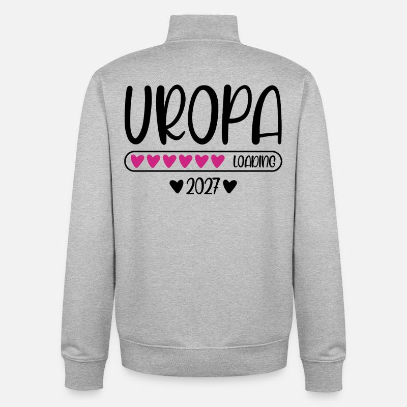 Uropa 2027 loading mit Herzchen Ladebalken - Unisex Organic Zip Sweatshirt von Stanley/Stella - Grau meliert