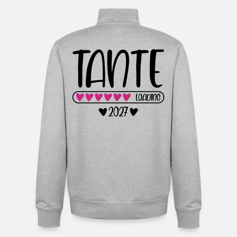 Aunt 2027 loading heart loading bar - Unisex Organic Zip Sweatshirt by Stanley/Stella - heather grey