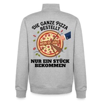 The state takes the biggest slice of pizza - Unisex Organic Zip Sweatshirt by Stanley/Stella - heather grey - Back - AI Model Male 185 light (185cm)
