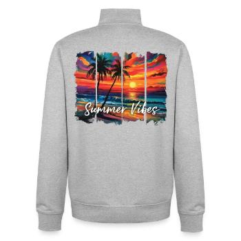 Summer Vibes Fun Quote Graphic - Unisex Organic Zip Sweatshirt by Stanley/Stella - heather grey - Back - AI Model Male 185 light (185cm)