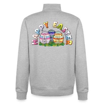 Joyeuses Pâques Constructeur de Briques Briques Œufs de Pâques - Sweat zippé unisexe en coton bio Stanley/Stella - gris chiné - Dos - AI Model Male 185 light (185cm)