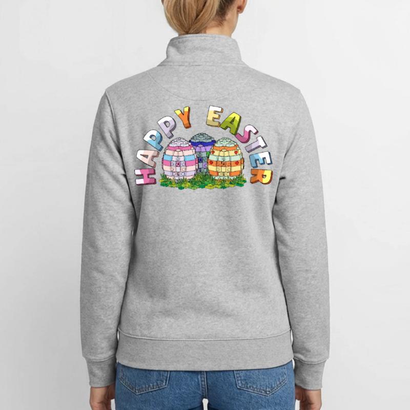 Happy Easter Brick Builder Easter Eggs Bricks Unisex Organic Zip Sweatshirt by Stanley/Stella