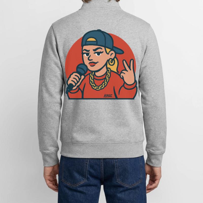 Diva du rap avec micro Sweat zippé unisexe en coton bio Stanley/Stella