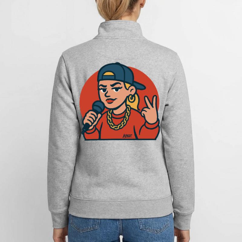 Diva du rap avec micro Sweat zippé unisexe en coton bio Stanley/Stella