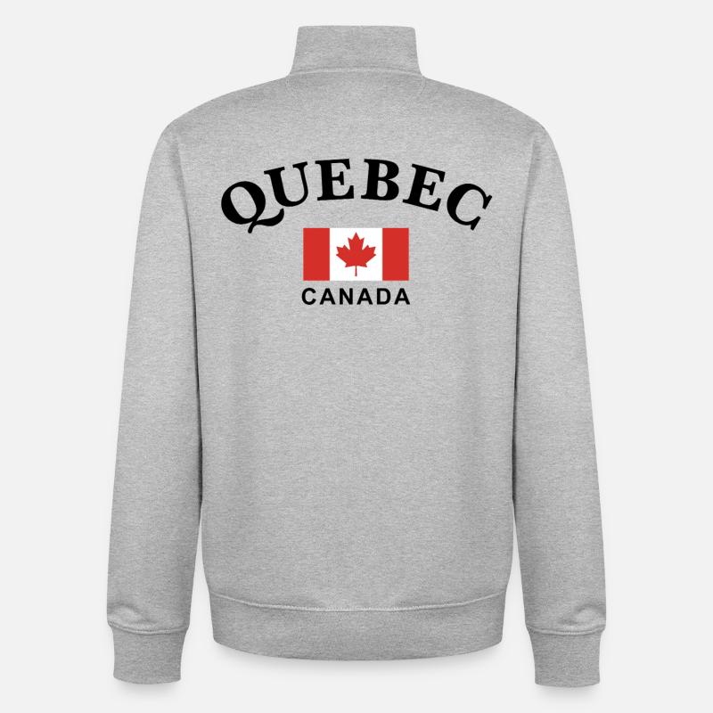 Québec, Canada - Sweat zippé unisexe en coton bio Stanley/Stella - gris chiné