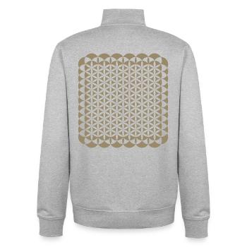 Geometric Flower Of Life Mosaic Pattern - Unisex Organic Zip Sweatshirt by Stanley/Stella - heather grey - Back - AI Model Male 185 light (185cm)