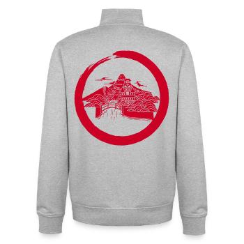 Red Japanese Landscape - Unisex Organic Zip Sweatshirt by Stanley/Stella - heather grey - Back - AI Model Male 185 light (185cm)