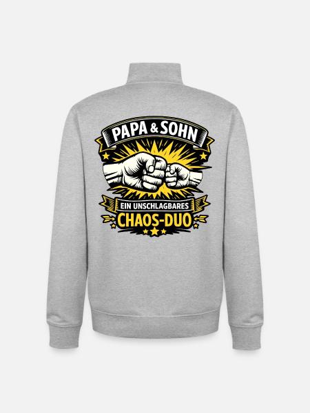 Dad & Son – An Unbeatable Chaos Duo - Unisex Organic Zip Sweatshirt by Stanley/Stella - heather grey
