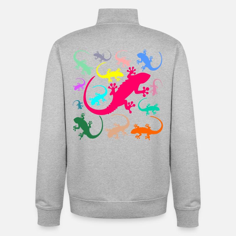 Lizard Diversity - Unisex Organic Zip Sweatshirt by Stanley/Stella - heather grey