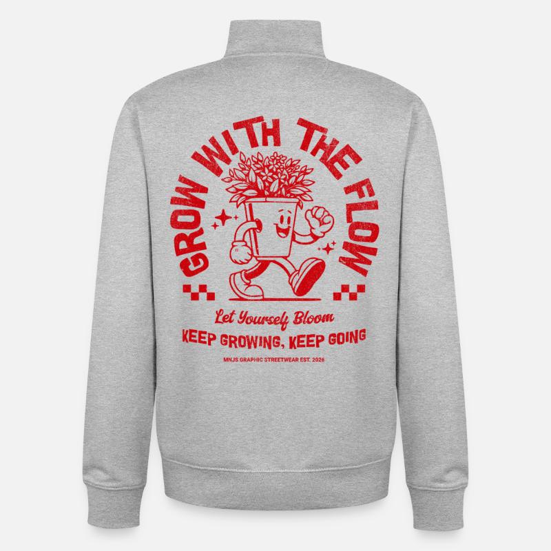 Poussez avec la fleur - Sweat zippé unisexe en coton bio Stanley/Stella - gris chiné