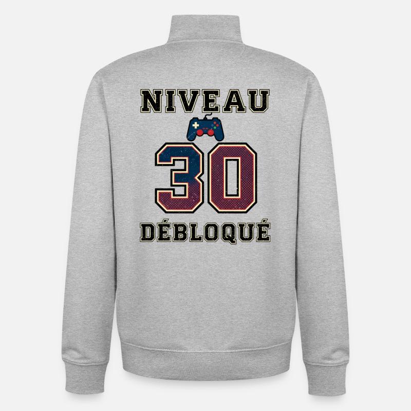 Level 30 Unlocked – Game Controller - Unisex Organic Zip Sweatshirt by Stanley/Stella - heather grey