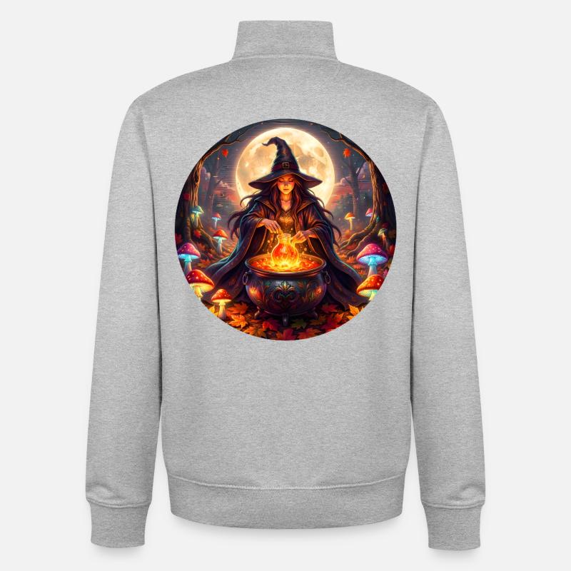 Moonlit Witch's Cauldron - Unisex Organic Zip Sweatshirt by Stanley/Stella - heather grey