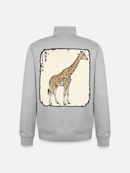 Giraffe Antik Kunst - Unisex Organic Zip Sweatshirt von Stanley/Stella - Grau meliert